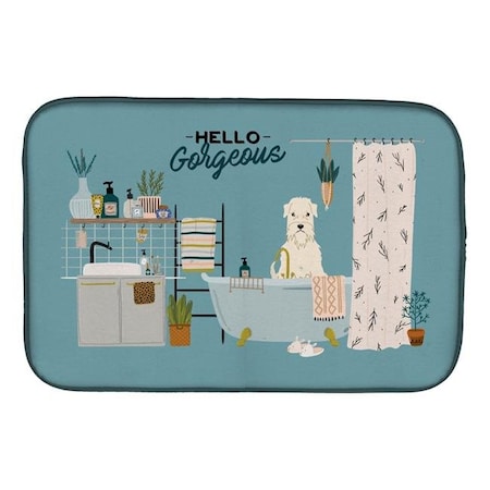 Carolines Treasures Carolines Treasures CK7483DDM 14 x 21 in. Soft Coated Wheaten Terrier in Bathtub Dish Drying Mat CK7483DDM